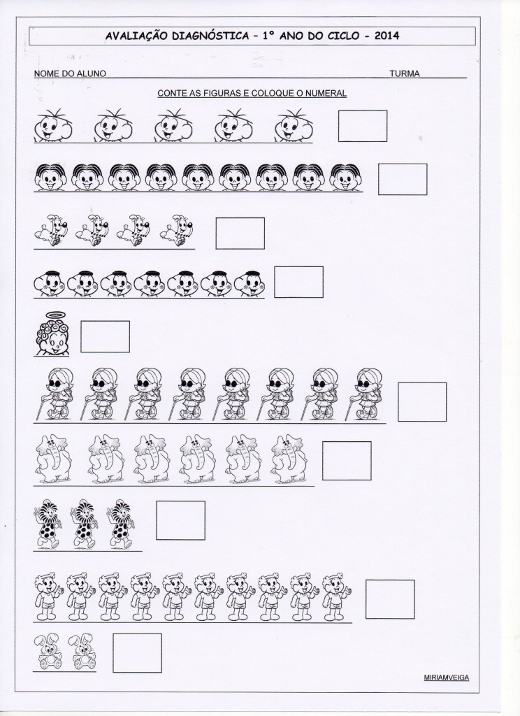 Avaliação diagnóstica-1º anos-Numerais