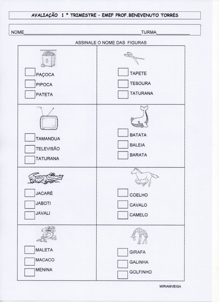 Avaliações-1° trimestre-2014 - leitura