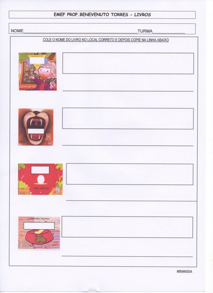 Projeto Livros- colando nomes