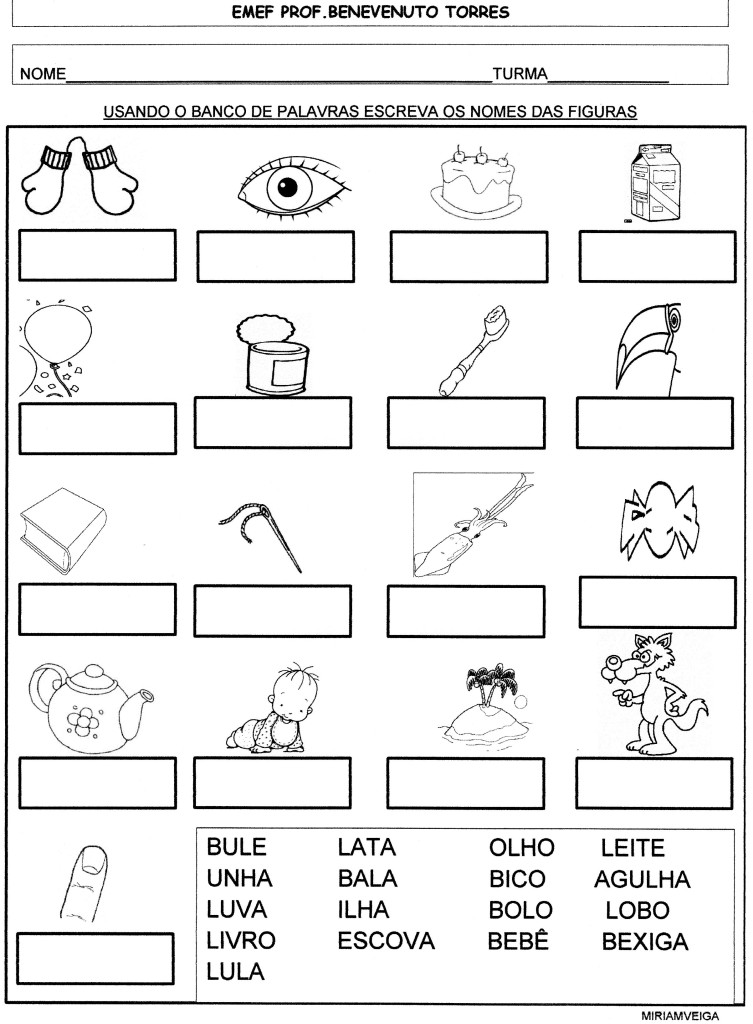 ATIVIDADE COM BANCO DE PALAVRAS INICIOS IGUAIS