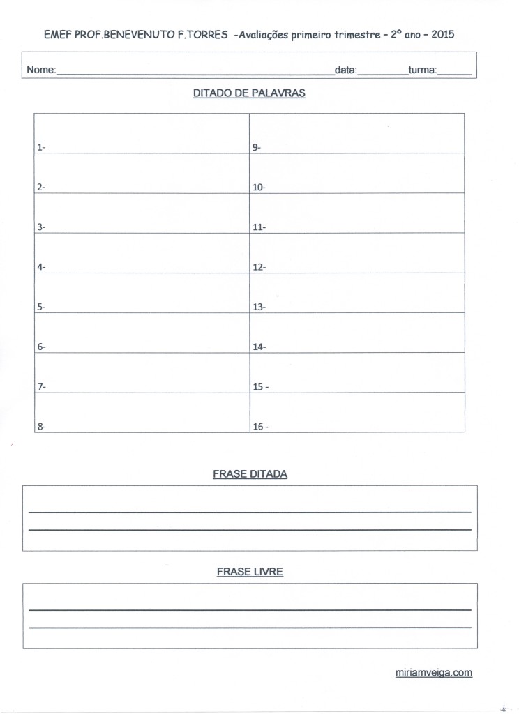 Avaliações - 2º ano - 1º trimestre 2015 folha 6