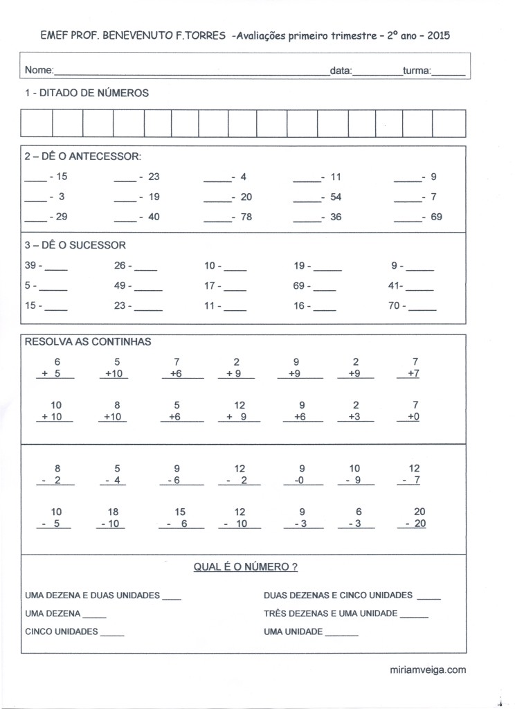 avaliações 1º trirmestre 2ºano 2015 folha 1