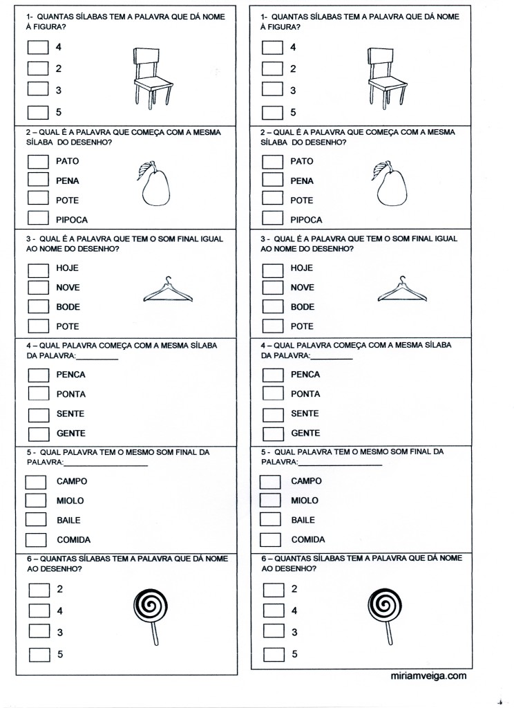 ATIV COM SILABAS - PENTE E CAVALO PALAVRAS A LER