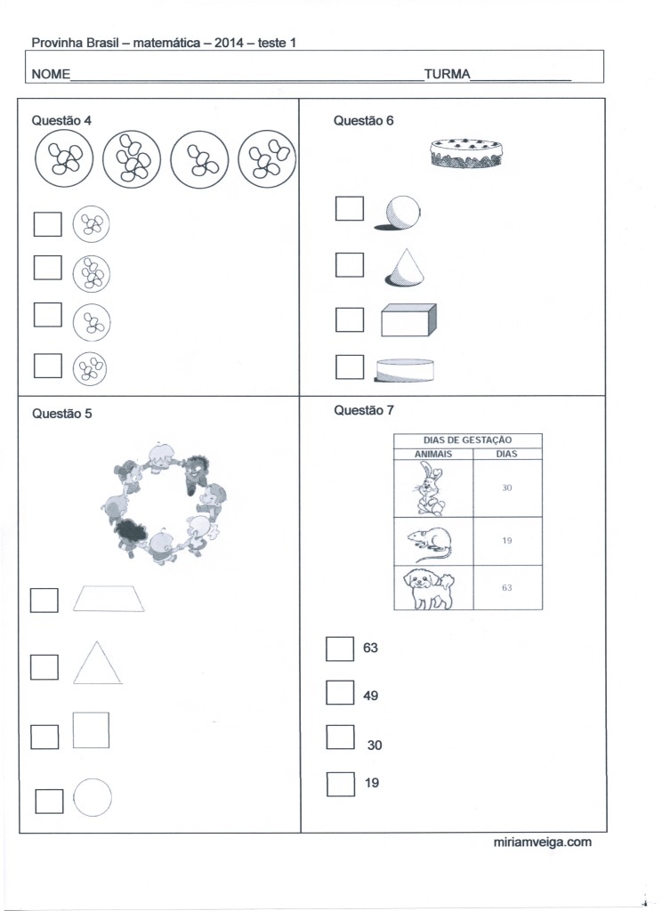 provinha brasil - matematica teste 1 - 2014 fl 2