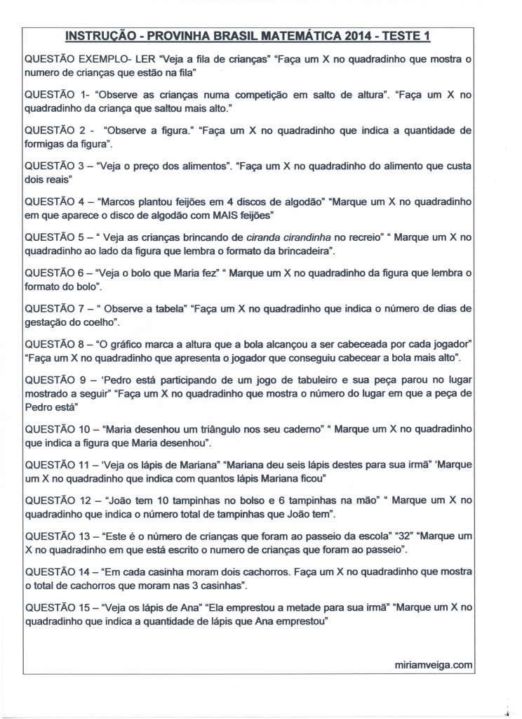 provinha brasil - matematica teste 1 - 2014 fl 6 instruções 1