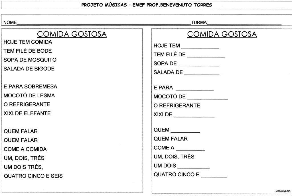 Projeto Música-Filé de bode-Texto Lacunado