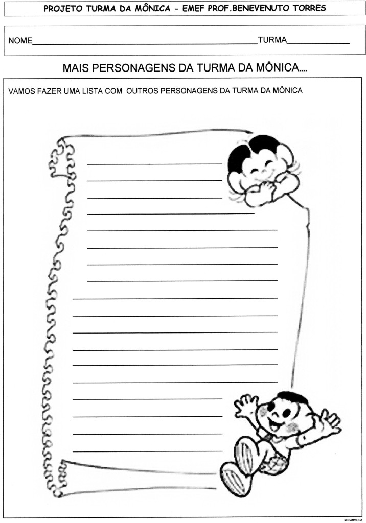 projeto turma da monica - mais personagens