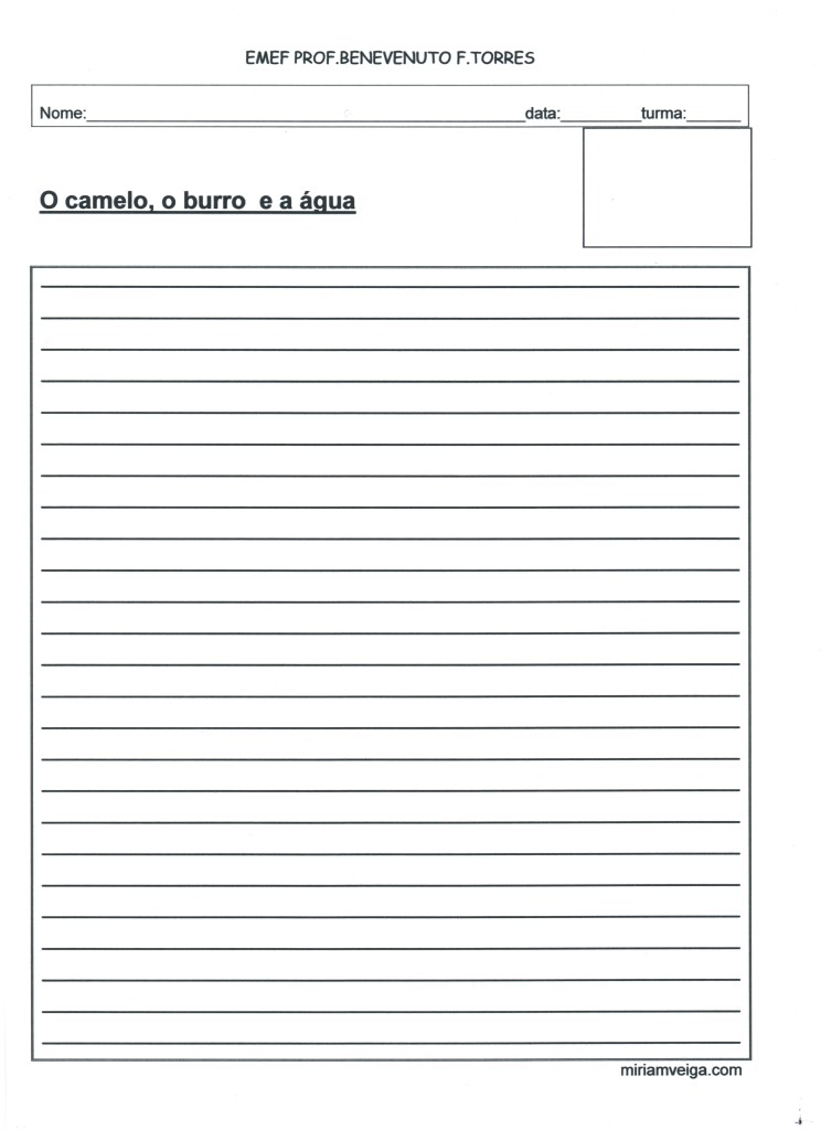 O camelo o burro e a água-Produção de texto