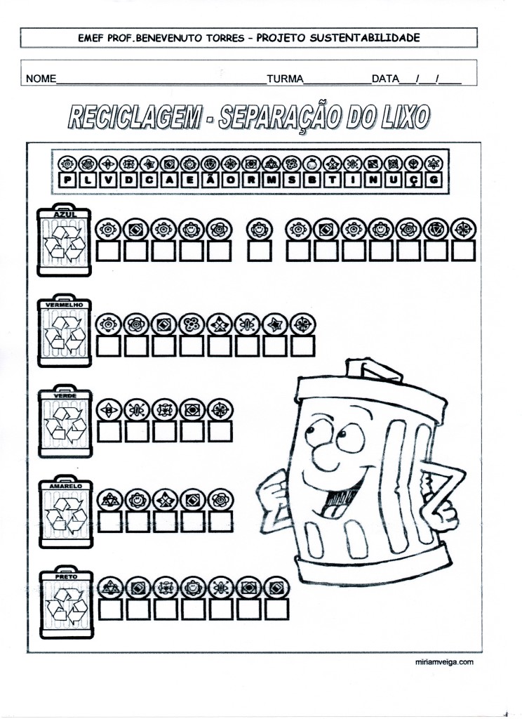 projeto sustentabildiade - separação do lixo