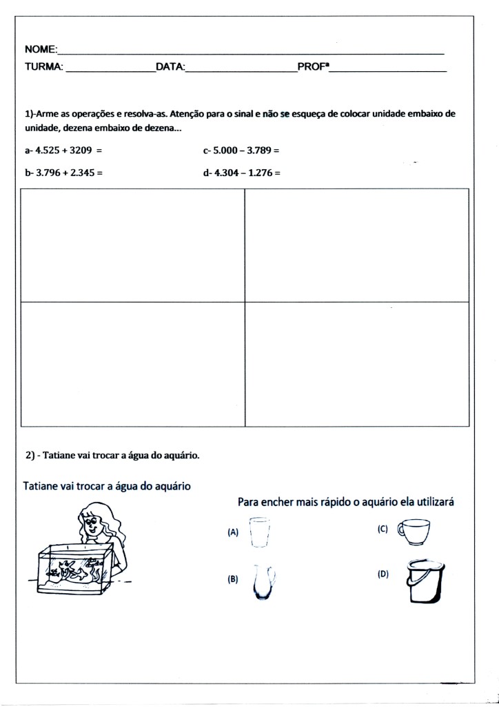 Avaliacao de matematica 3º ano ef