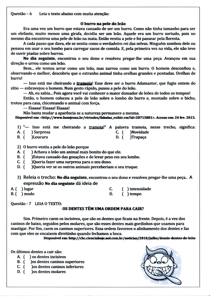 Avaliação de Língua Portuguesa - 3º ANO Ensino Fundamental com questões de interpretação - Parte 4