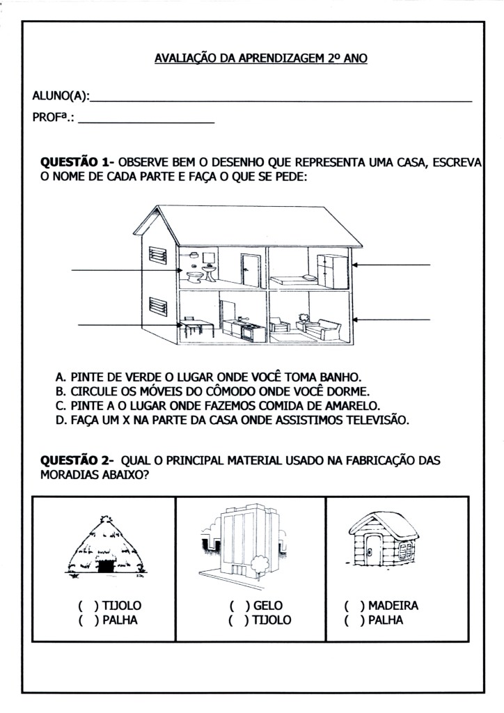 Avaliação de aprendizagem Ciências 1