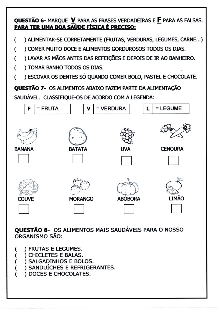 Avaliação de aprendizagem Ciências 3