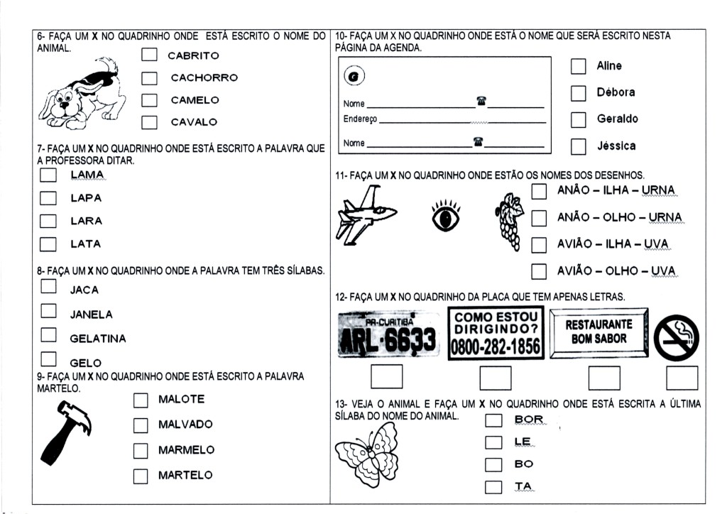 Simulado Provinha Brasil-Parte 2