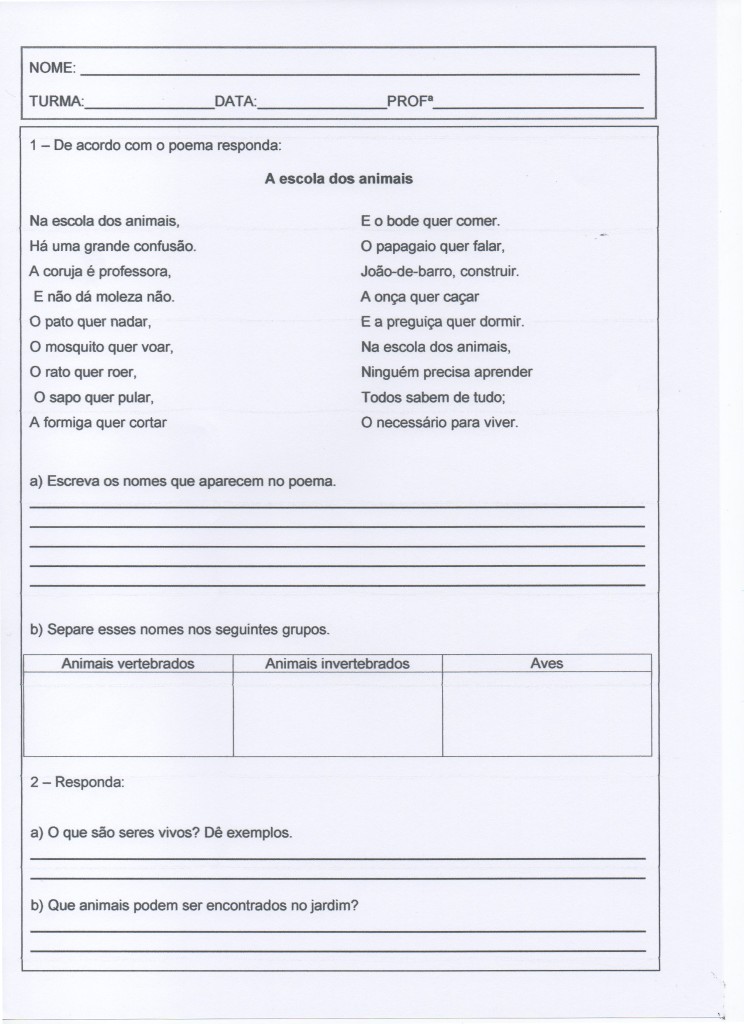 Atividade com Animais - Parte 1 de 3.