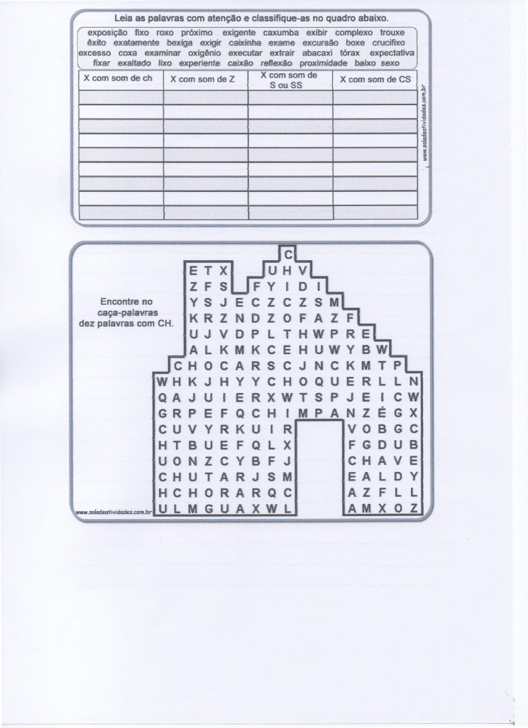 Atividades com X e CH - Parte 4 de 4