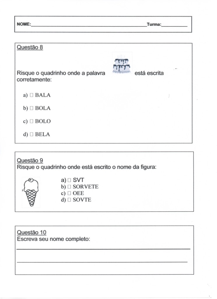 Avaliação Diagnóstica 2º Ano-Português Parte 2-Folha 4