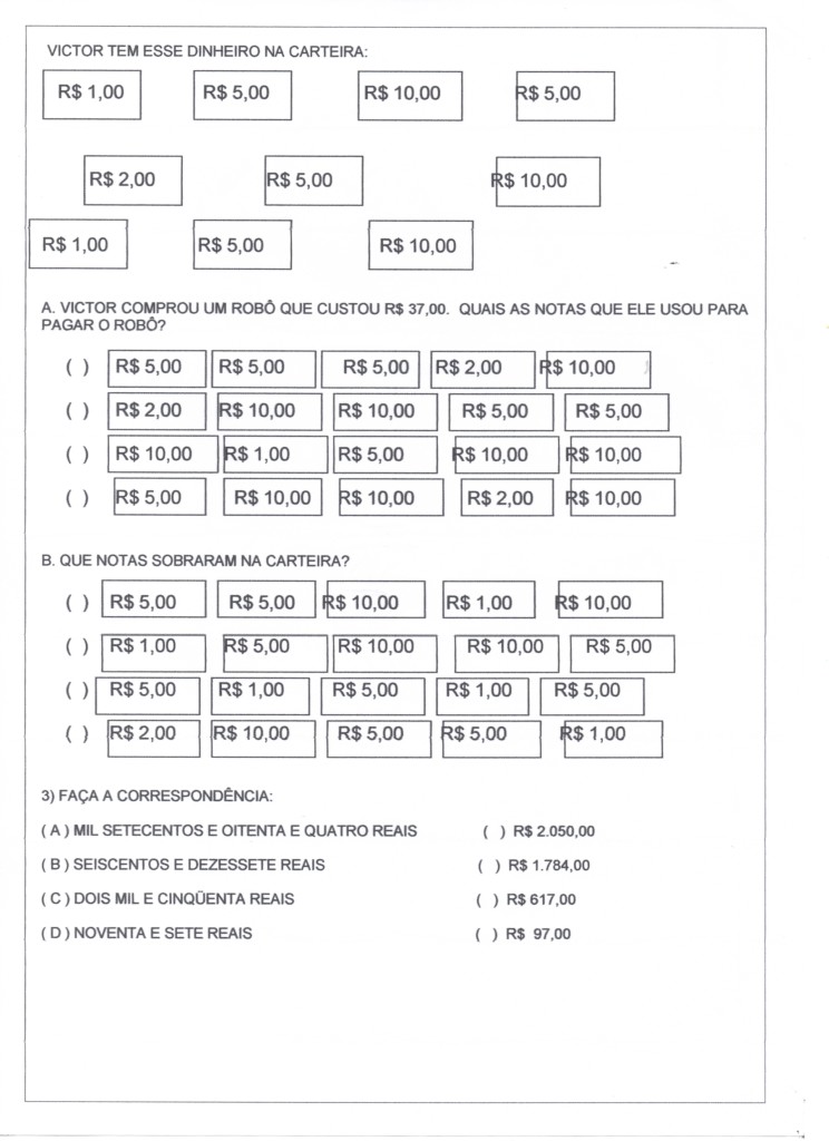 Imagem de Atividade de sistema monetário para alfabetização 