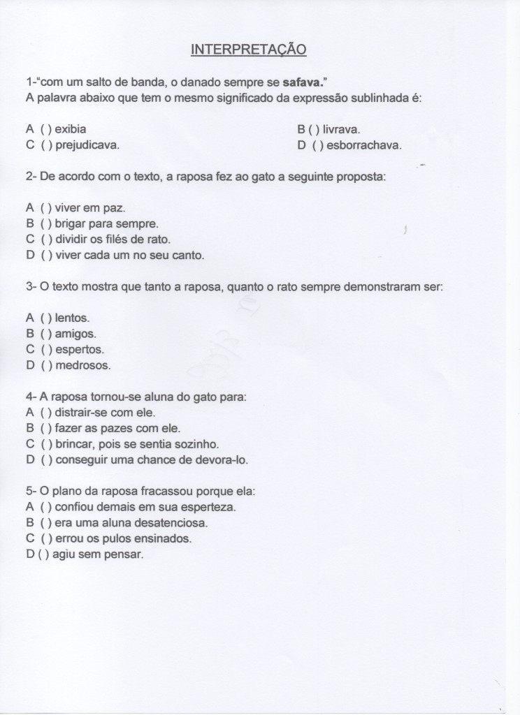 Texto para EJA com a Interpretação de O pulo do gato