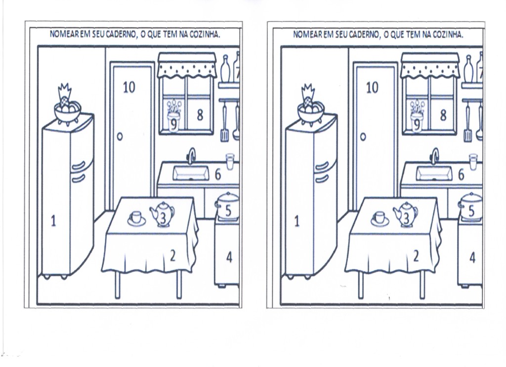 nomear as figuras cozinha e quarto