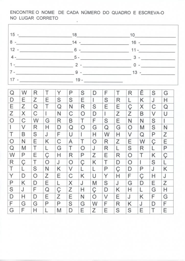 Caça-Palavras-Numerais por extenso
