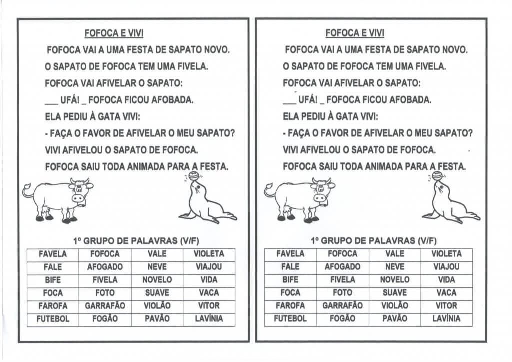 Escrita de palavras com as letras V e F