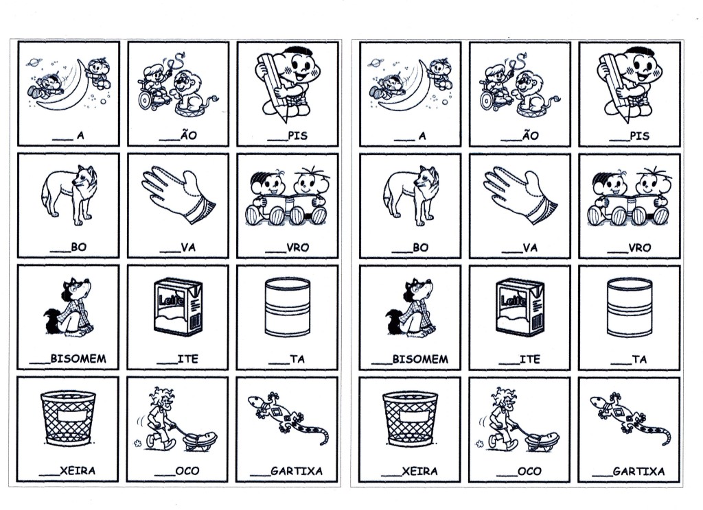 Completar com LA LE LI LO LU LÃO. la le li lo lu