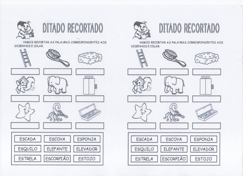 Ditado recortado Turma da Mônica-E
