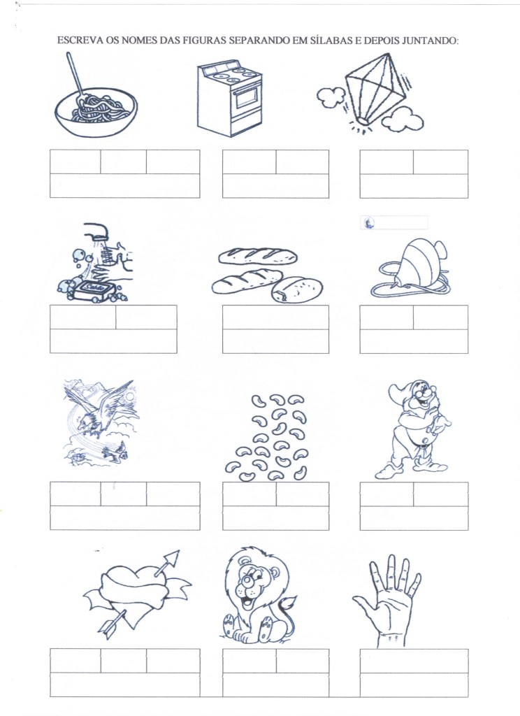 Escreva o nome das figuras separadas e juntas