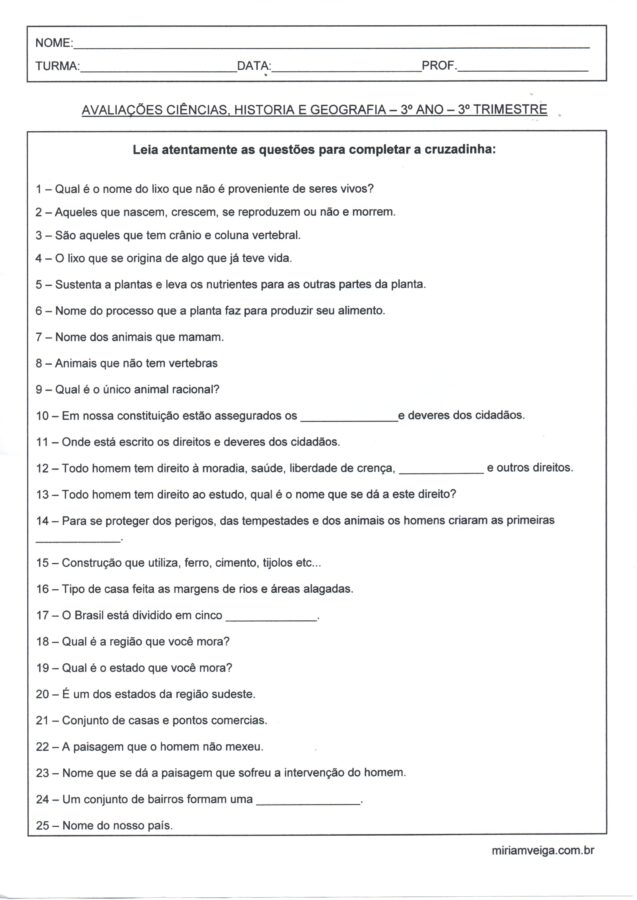 Avaliação Ciências História e Geografia-Parte 1-folha 1