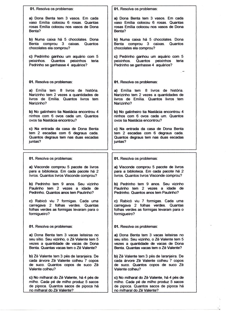 Problemas de Matemática-Multiplicação