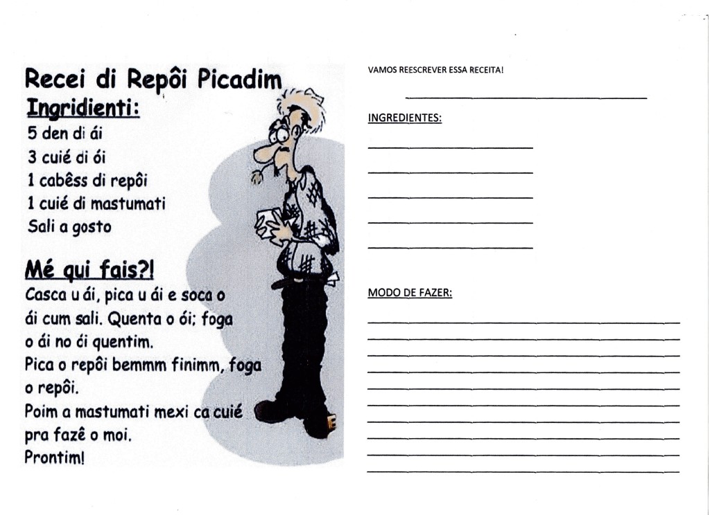 Atividade com receita-Reescrita