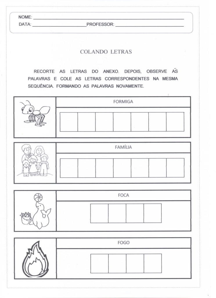 Atividade Colando Letras-folha 01