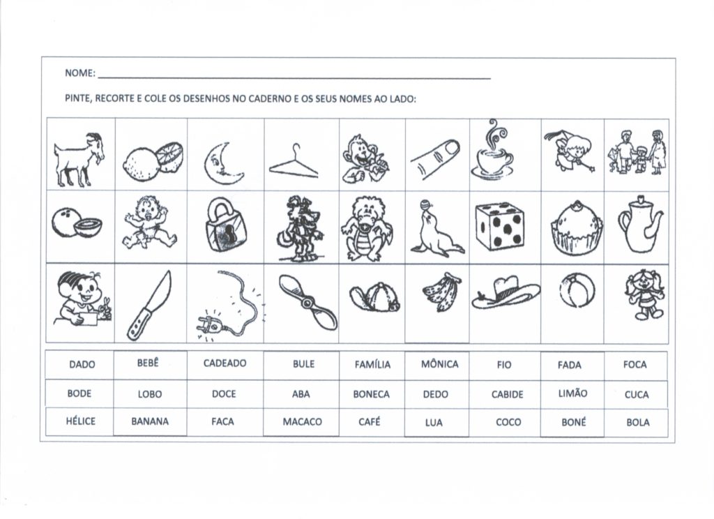 Figura Palavra Recorte e cole