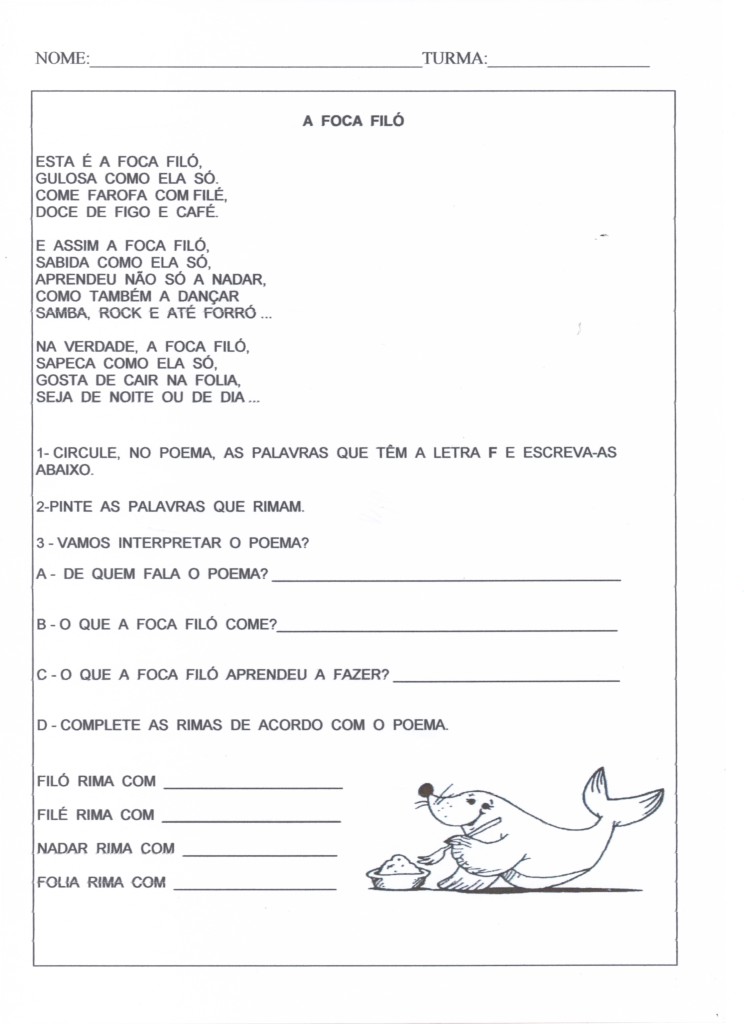 Interpretação de texto-Foca Filó