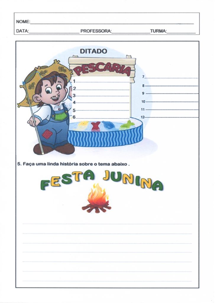 Festa Junina Leitura e Interpretação 2-Ditado. Leitura e Interpretação Junina - Folha 03 - Ditado