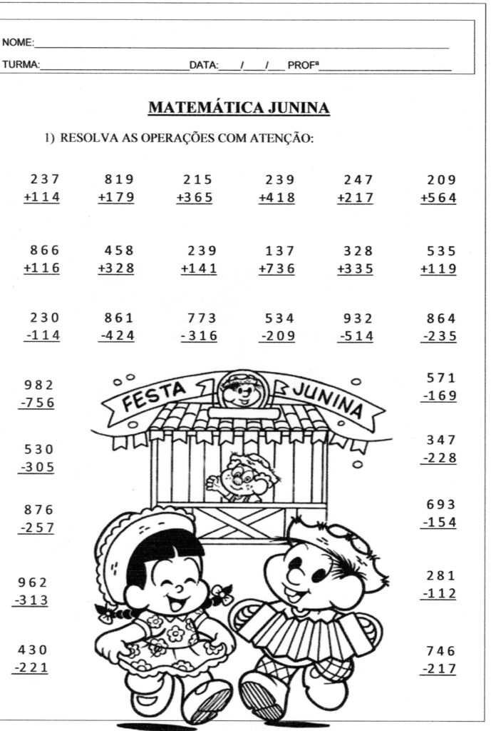 Festa Junina Matemática Junina. Matemática Junina - Folha  01