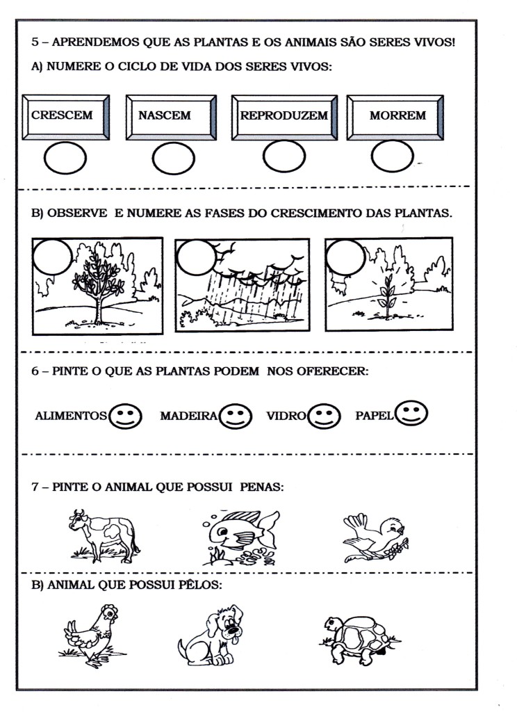  Avaliação História Geografia e Ciências-Parte 03. Avaliação - Animais e Plantas.