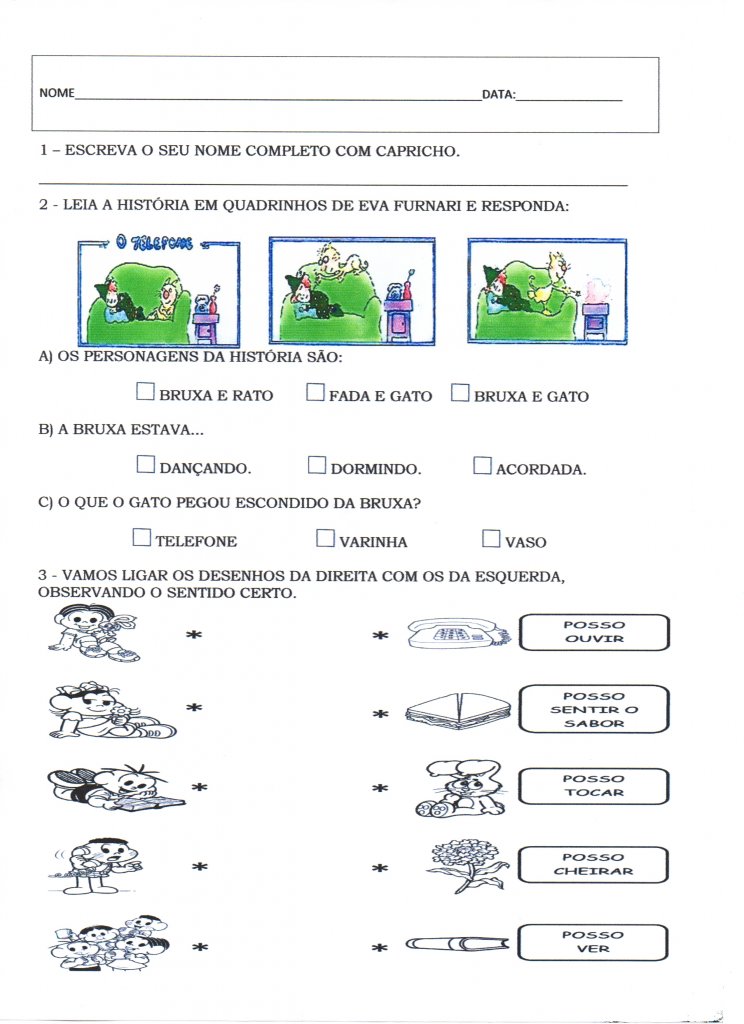 Órgãos dos sentidos-Interpretação de Quadrinhos