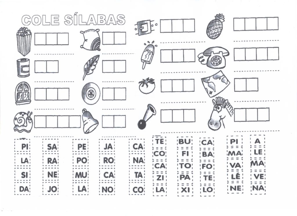 Cole sílabas - Recorte e cole