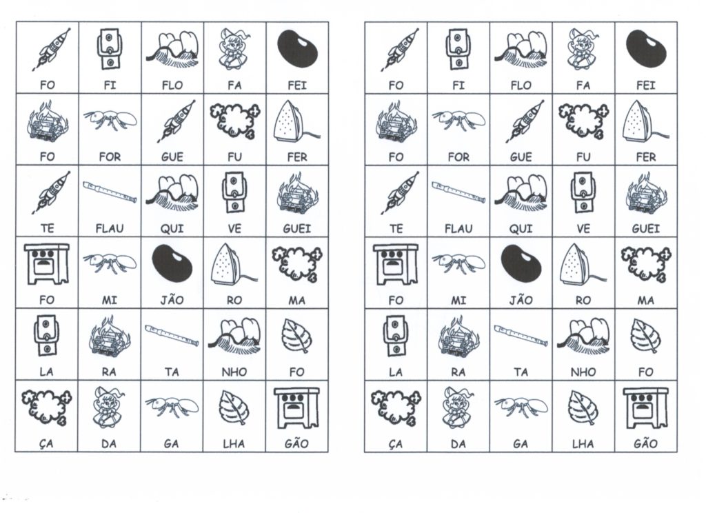 Desenhos com sílabas para montar F-G - Folha 01