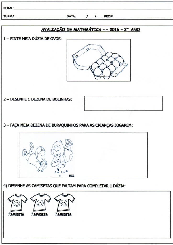 Avaliação Matemática-Ensino Fundamental 2º ANO-Folha 1