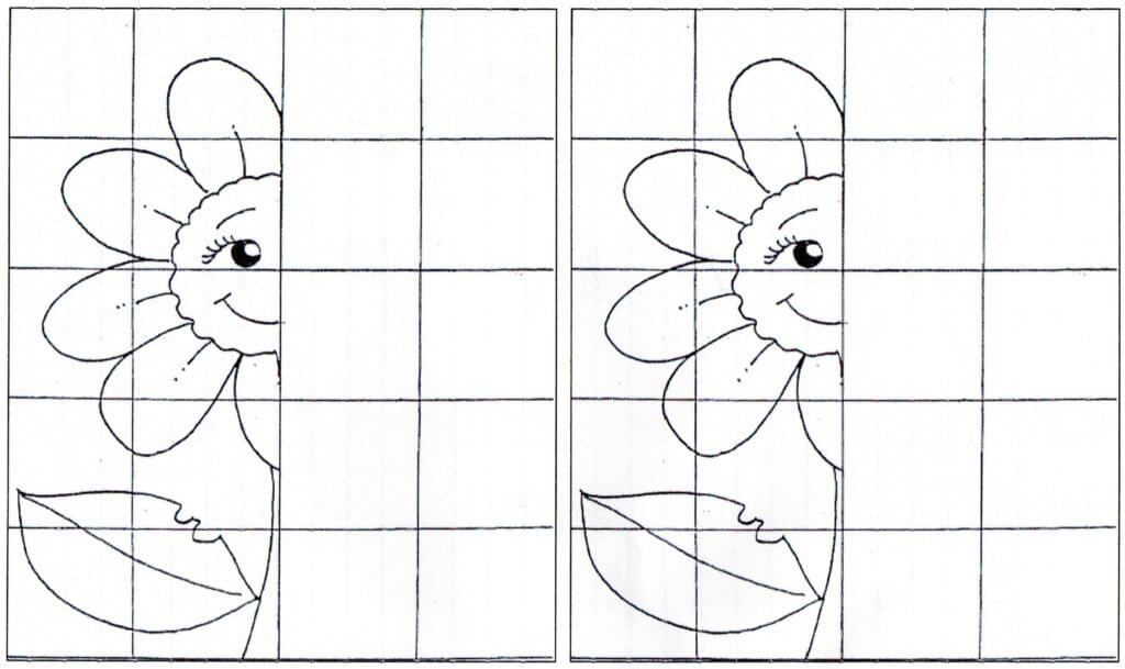 Complete as figuras - Flor e pessoa - Simetria-Folha 01