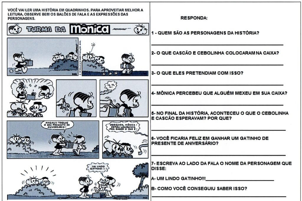 Interpretação de Tirinha Turma da Mônica Divertida-Folha 1