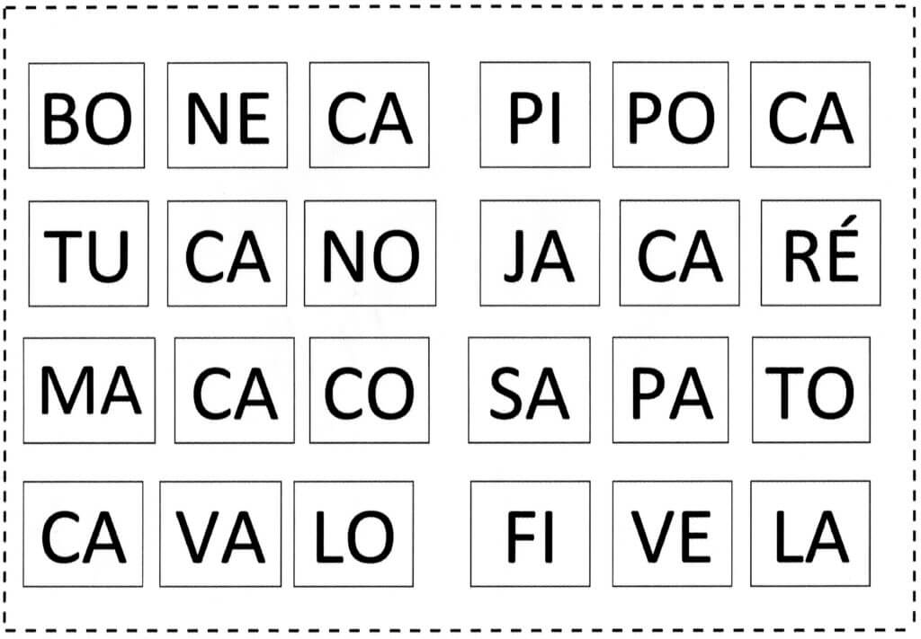Recorte e colagem Palavras e Sílabas-Folha 3