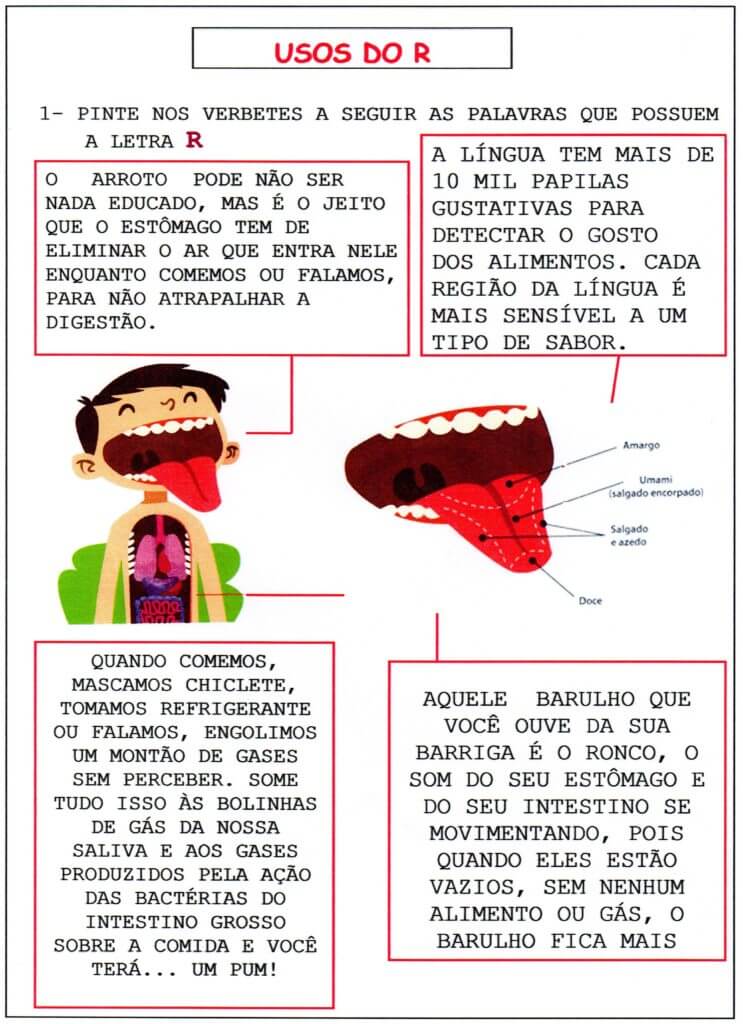 Usos da Letra R-Atividade de Língua Portuguesa-Folha 1