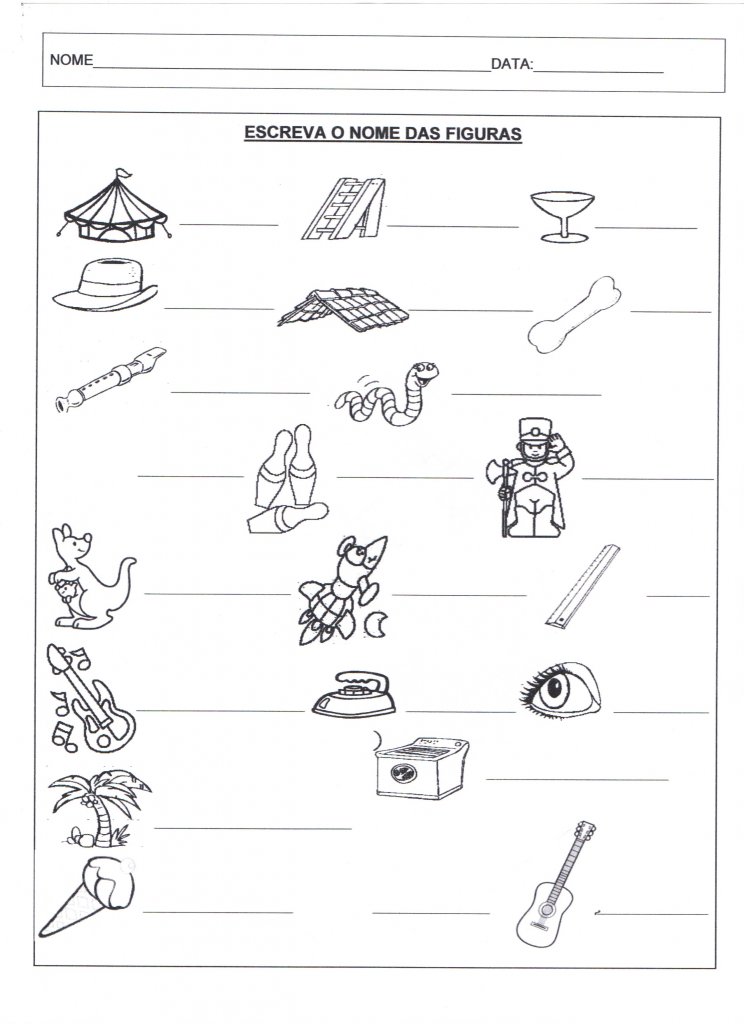 Escreva os nomes das figuras da Atividade