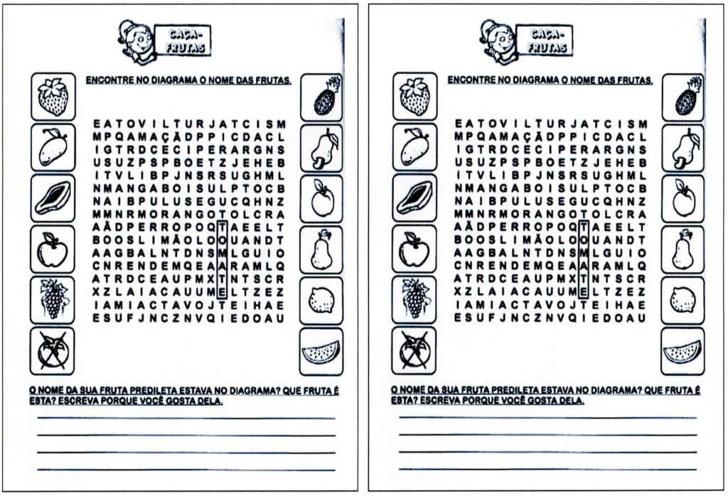 Caça-Palavras Frutas para encontrar