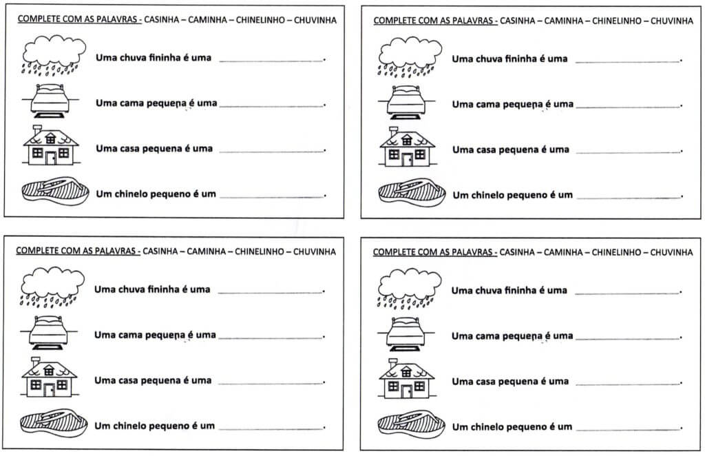 Atividades Diminutivo e Aumentativo 2º ANO