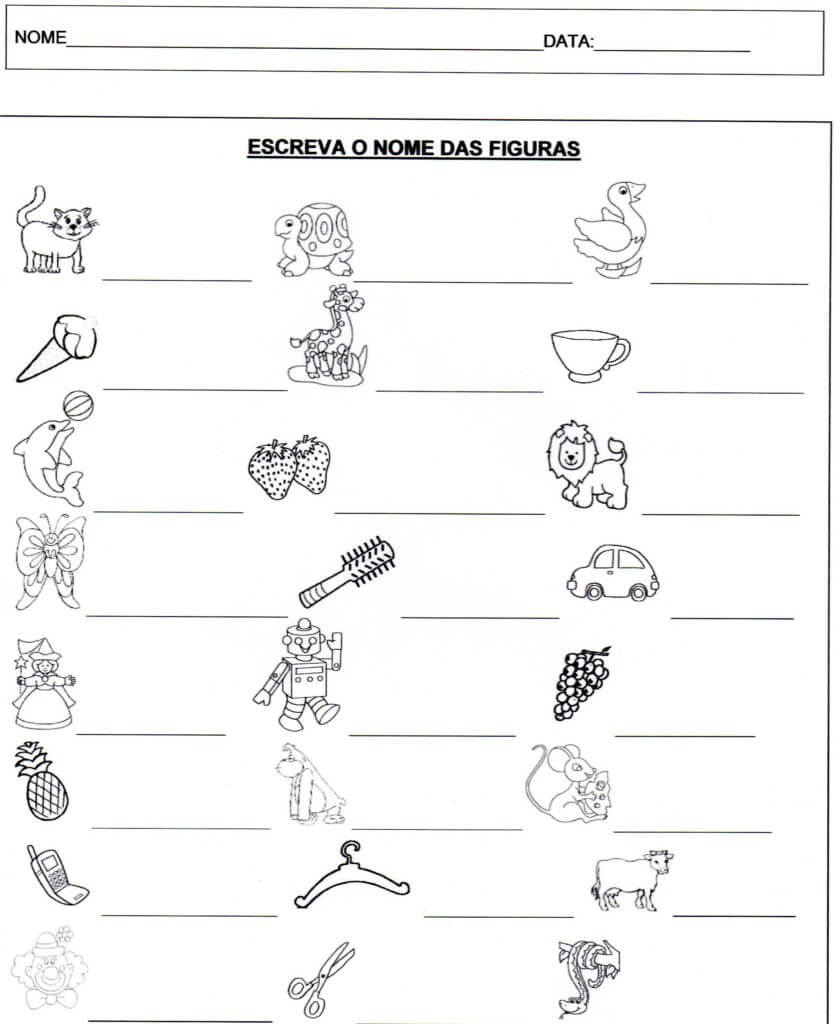 Escreva os nomes das figuras